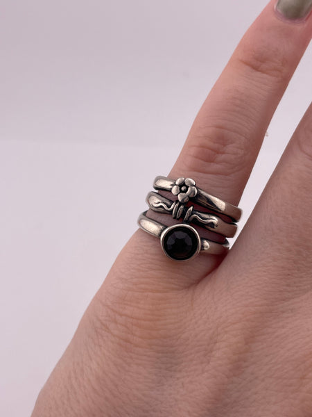 size 5.5 sterling silver Silpada faceted smoky quartz flower ring