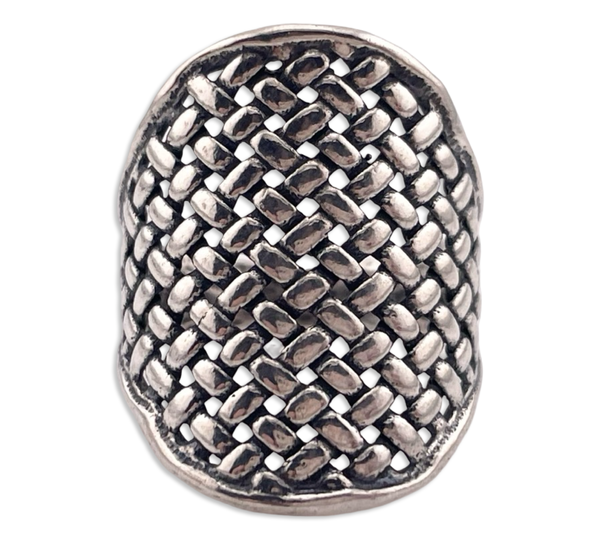 size 9.25 sterling silver stoneless basket weave ring
