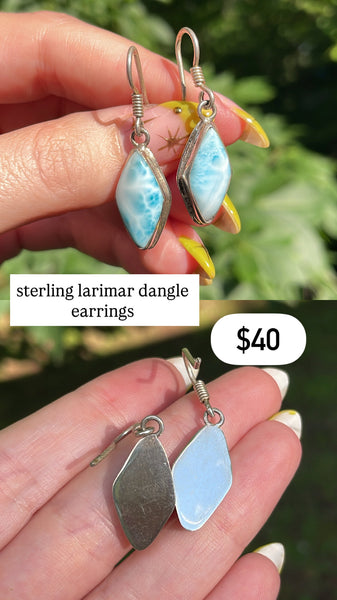RESERVED PRIVATE LISTING -- sterling silver larimar dangle earrings A13