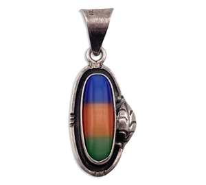 sterling silver colorful glass pendant
