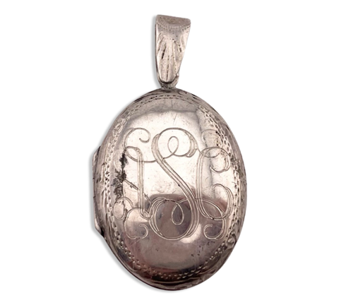 sterling silver 'ASC' initials oval locket pendant ***AS IS***