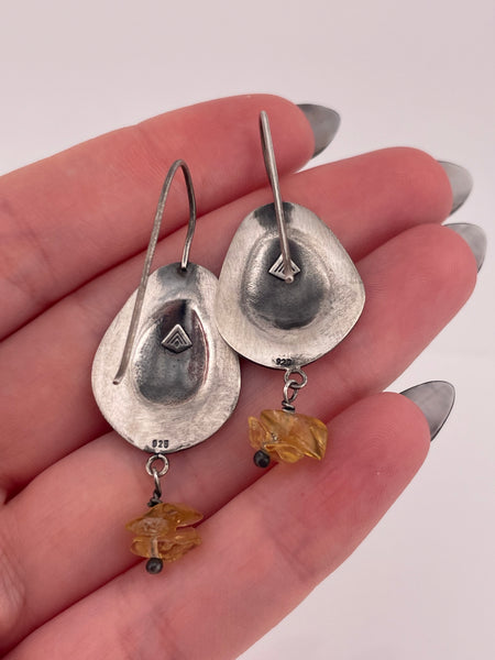 sterling silver Silpada citrine domed hook earrings