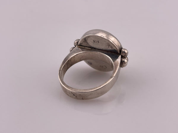 size 8.75 sterling silver round yellow glass ring