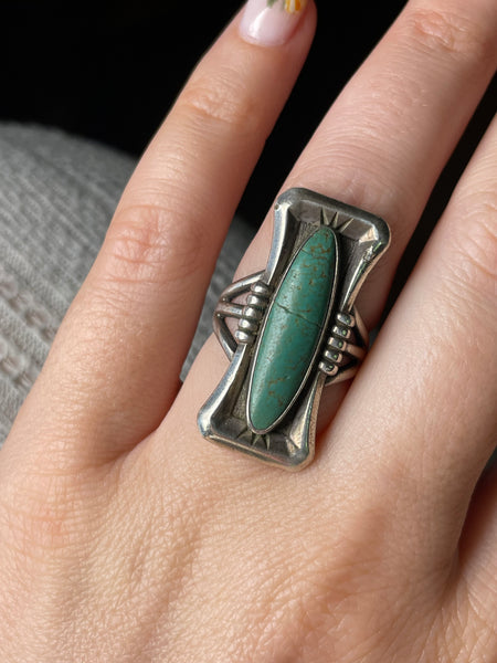 size 6.5 sterling silver turquoise ring ***Cracked Stone***