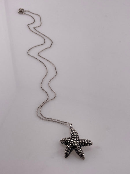 sterling silver 16-1/4" electro-form starfish necklace