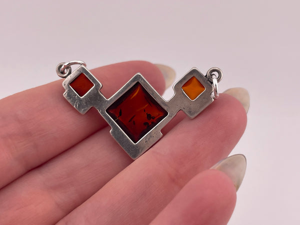 sterling silver faux amber pendant