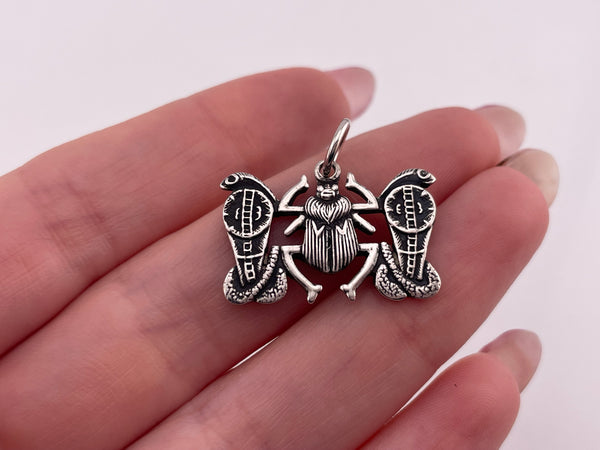 sterling silver Egyptian Revival scarab pendant