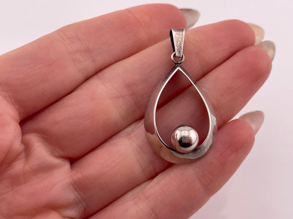 sterling silver modernist stoneless ball pendant
