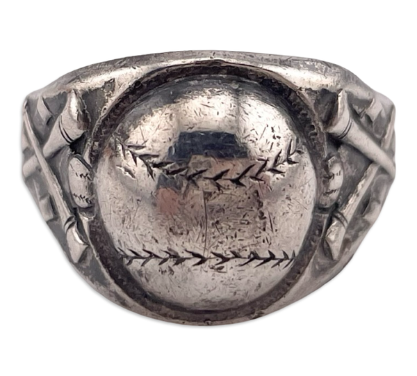 size 8-8.25 adjustable sterling silver baseball ring