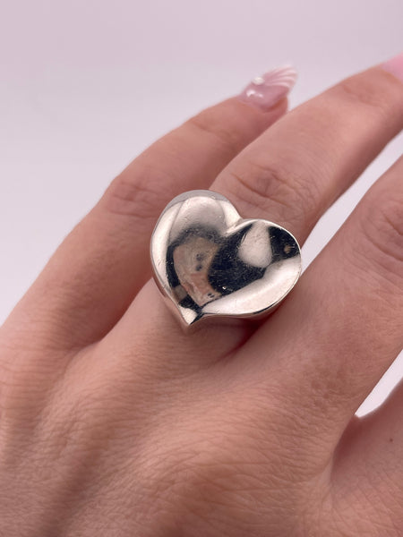 size 7 sterling silver stoneless chunky heavy heart ring