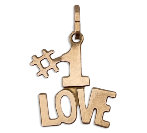 14k yellow gold '#1 LOVE' pendant