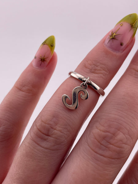 size 3 sterling silver James Avery 'S' letter initial charm ring