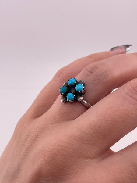 size 7 sterling silver turquoise four stone ring