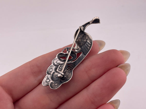 sterling silver pressed peacock pendant brooch