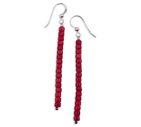 sterling silver coral bead hook earrings
