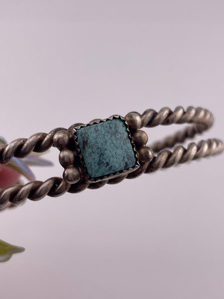 sterling silver twist wire turquoise cuff bracelet