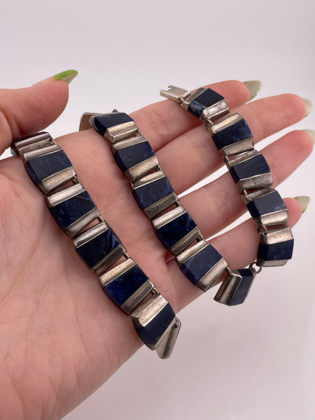 sterling silver 15-1/2" sodalite collar necklace