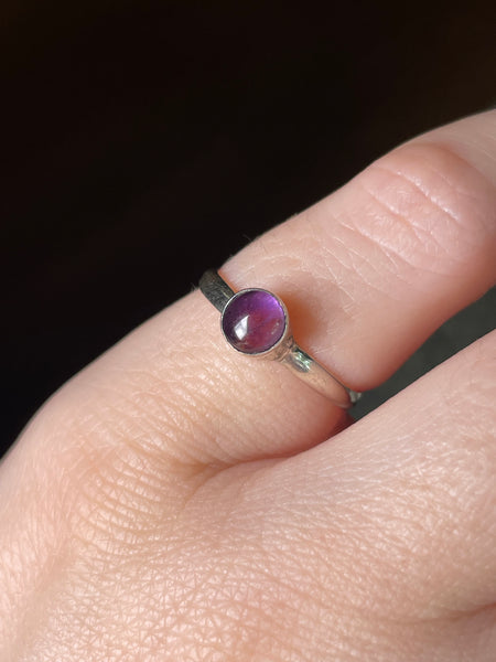size 6.25 sterling silver round amethyst ring