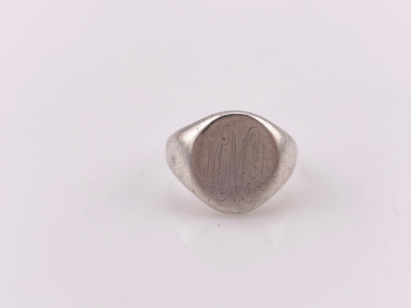 size 6 sterling silver "MMA" initials letter signet ring