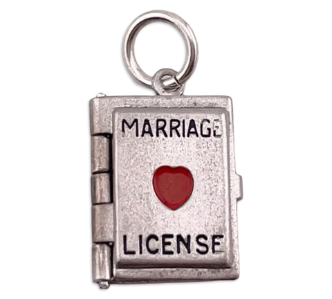 sterling silver 'marriage license' pendant