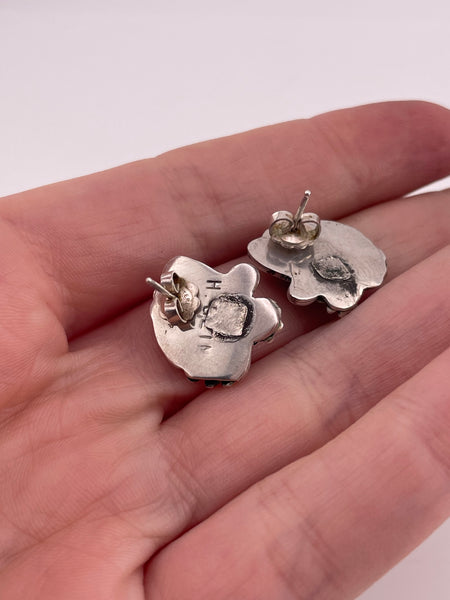sterling silver turquoise leaf post earrings