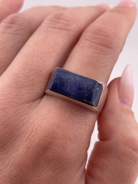 size 12 sterling silver sodalite ring ***AS IS***