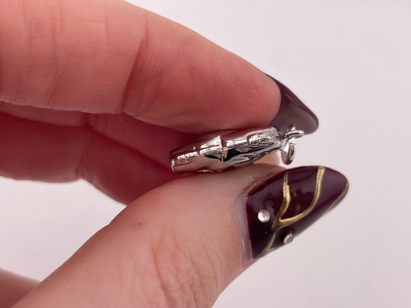 sterling silver rhodium plated comedy drama pendant