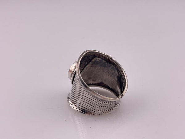 size 7 sterling silver turquoise textured wide band ring