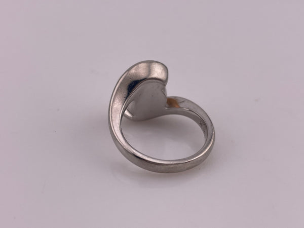 size 7.25 sterling silver rhodium plated pearl ring