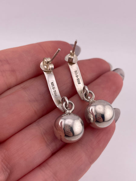 sterling silver Silpada stoneless bar ball post dangle earrings