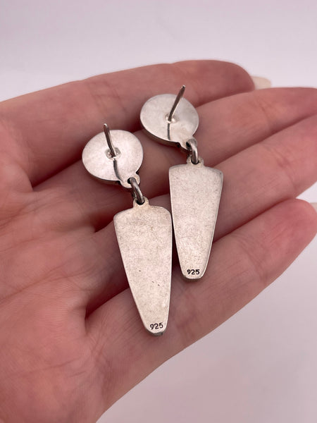 sterling silver stoneless swirl shape design post dangle earrings