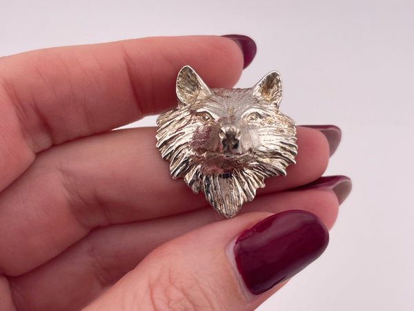 sterling silver wolf head pendant