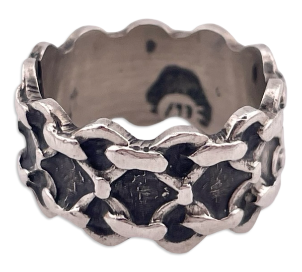 size 6 sterling silver Mexican chain band ring