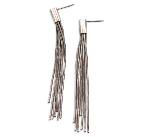 sterling silver tassel post earrings