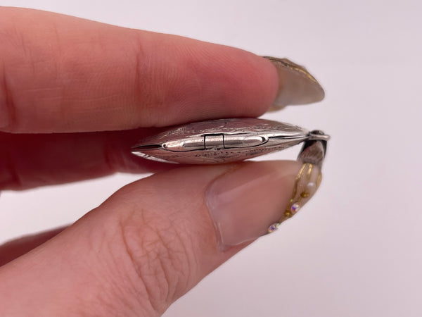 sterling silver round etched locket pendant