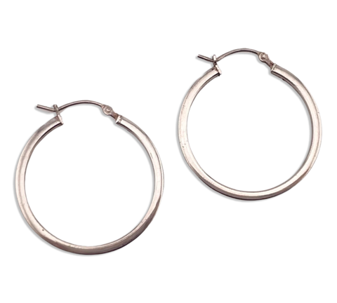 sterling silver simple 1 1/8" hoop earrings