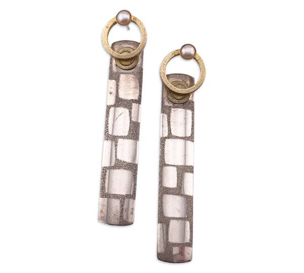 sterling silver & gold wash artisan pearl textured post earrings