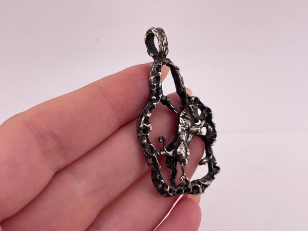 sterling silver large brutalist Taurus zodiac sign pendant