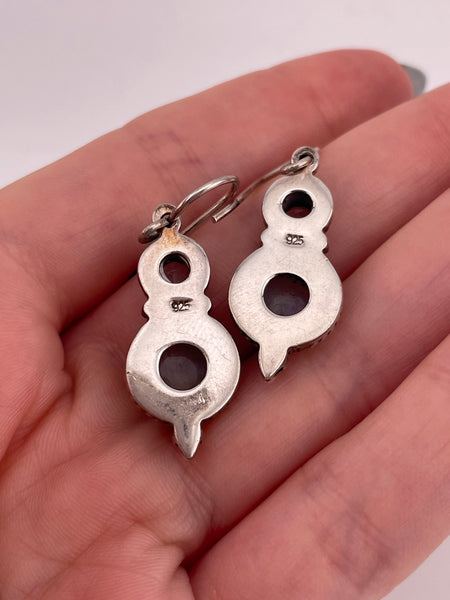 sterling silver rainbow moonstone faceted topaz hook dangle earrings ***Cracked Stone***