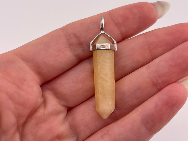 sterling silver calcite crystal point pendant ***AS IS***
