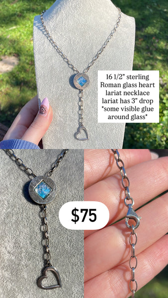 RESERVED PRIVATE LISTING -- sterling silver heart lariat necklace A18