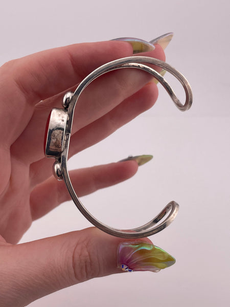 sterling silver coral cuff bracelet