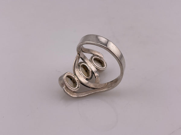 size 6.75 sterling silver faceted three stone citrine ring