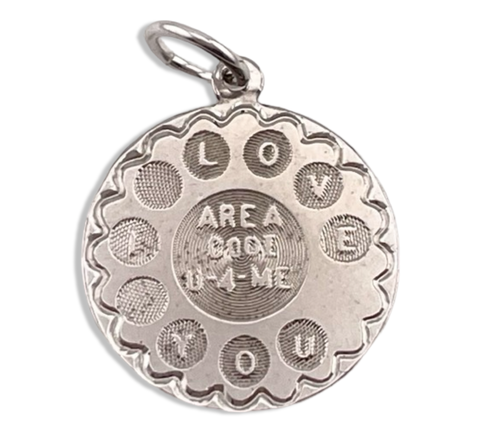 sterling silver "I Love You Area Code U 4 Me" pendant