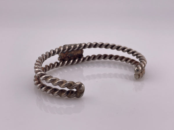 sterling silver twist wire turquoise cuff bracelet