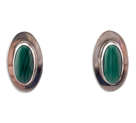 sterling silver malachite post earrings