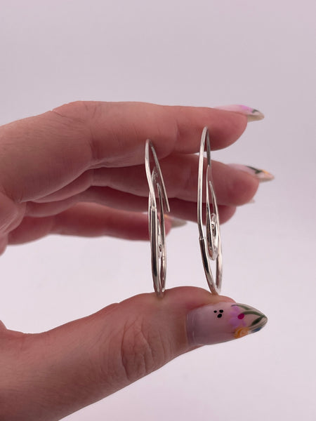 sterling silver Mexican threader hammered swirl spiral earrings