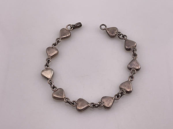 sterling silver 7-1/4" heart shape flowers in resin link bracelet