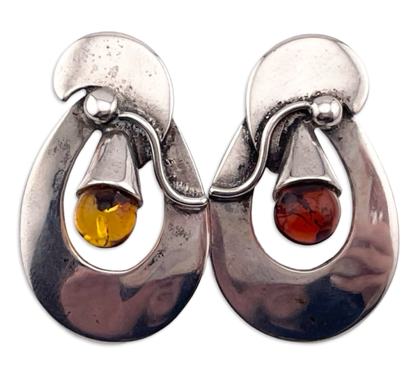 sterling silver synthetic amber post earrings