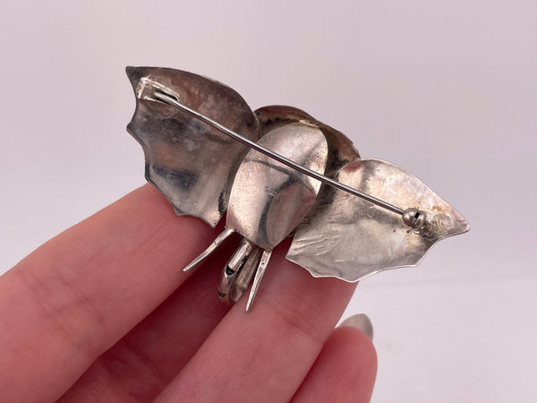 sterling silver elephant head trunk up brooch pin